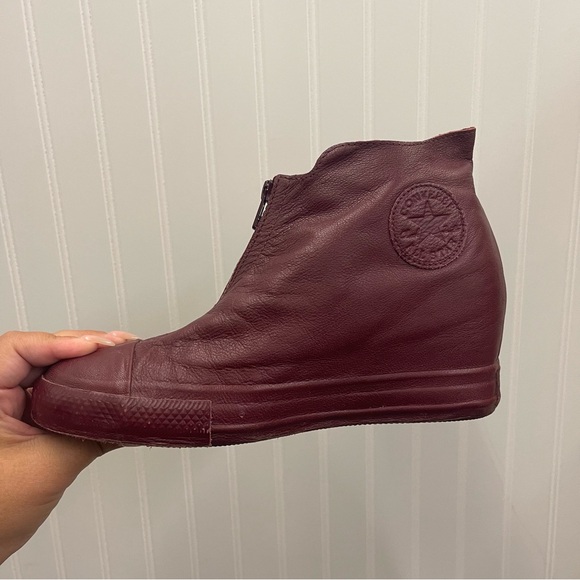 Converse Chuck Taylor All Star Lux Shroud Mid Wedge Sneakers in Bordeaux Sz 10 - Picture 10 of 11